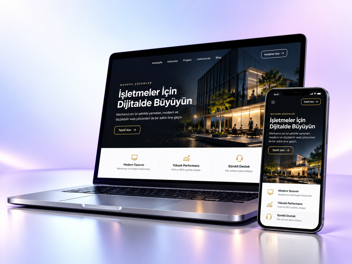 Keşfedil profesyonel web sitesi masaüstü ve mobil görünümü